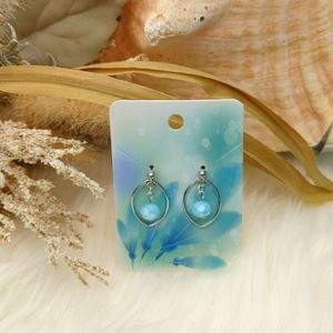 Silver Earrings with Light Blue Focal Bead
